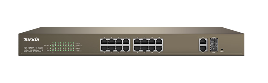 16-Port 10/100M + 2-Port Gigabit + 2 SFP Combo PoE