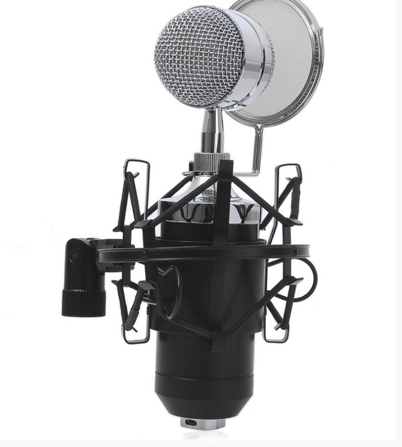 Microphone A Condensateur Unidirectionnel BM 8000S Noir, avec un Amortisseur Métal et Carte Son USB