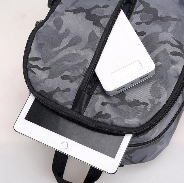 Sac à Dos Pour PC Portable Avec Port de Chargement USB en Style Camouflage