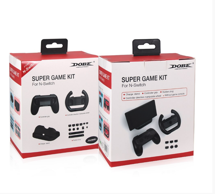 Accessoires de Joy-Con avec poignées volant, support manette, support de Charge et des Bouchons Anti-poussière