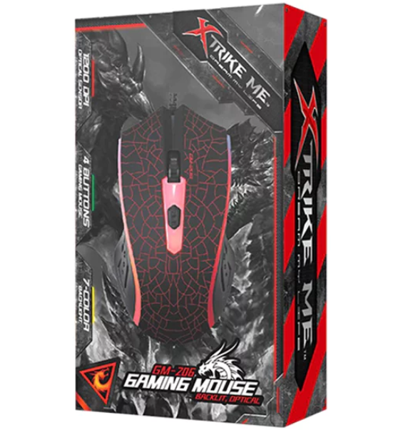 Souris Gamer XTRIKE GM-206 avec 1200 DPI, 4 Boutons RGB
