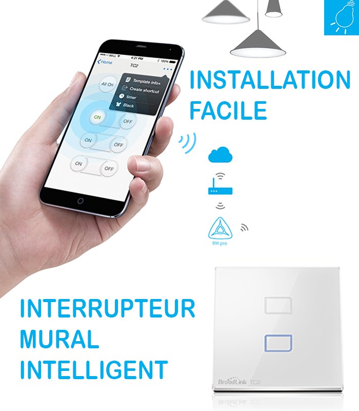 Broadlink TC2 Interrupteur Mural Intelligent (2 Boutons)