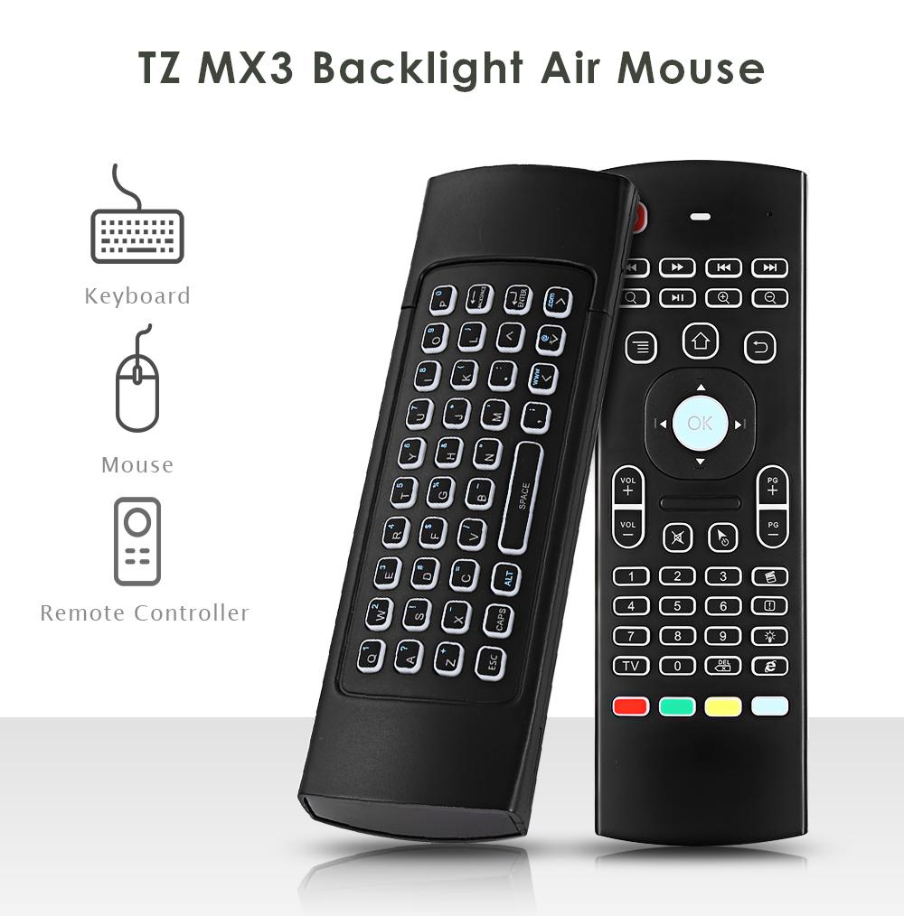 Télécommande et Clavier universelle Air Mouse 2.4 Ghz sans fil rétro-éclairées