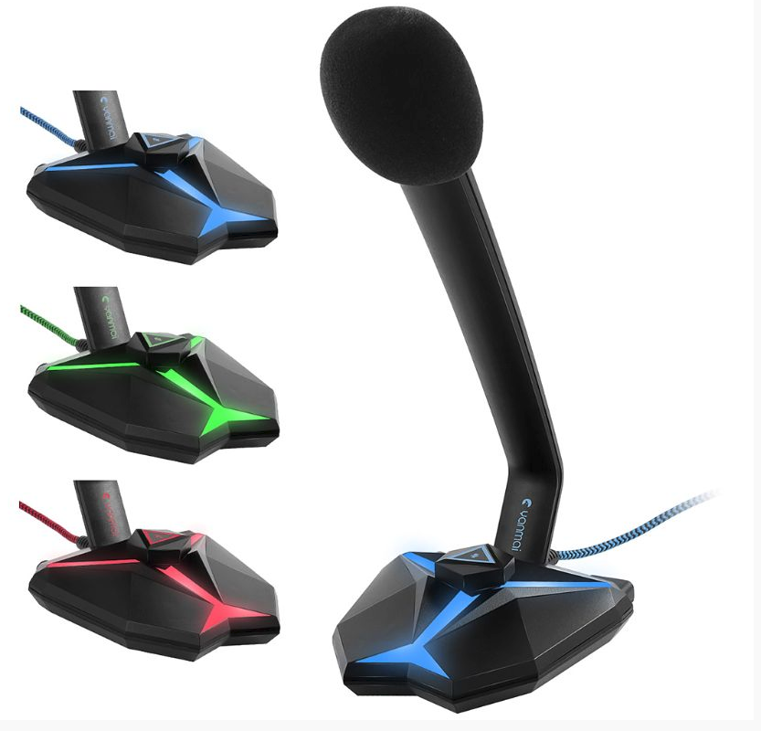 Microphone Gamer G33 USB avec Des Indicateurs LED et  Un Bouton Mute, Compatible avec Windows/macOS