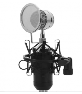 Microphone A Condensateur Unidirectionnel BM 8000S Noir, avec un Amortisseur Métal et Carte Son USB