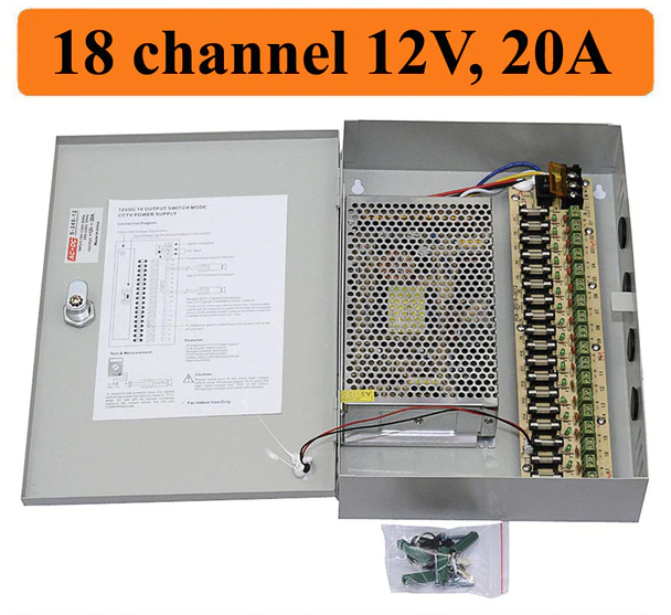 Boite d'alimentation/distribution electrique 12V - 20A - 18 Sorties - (liq)