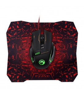 Souris Marvo G909+G1 gamer 8 boutons et 4 couleurs LED avec tapis