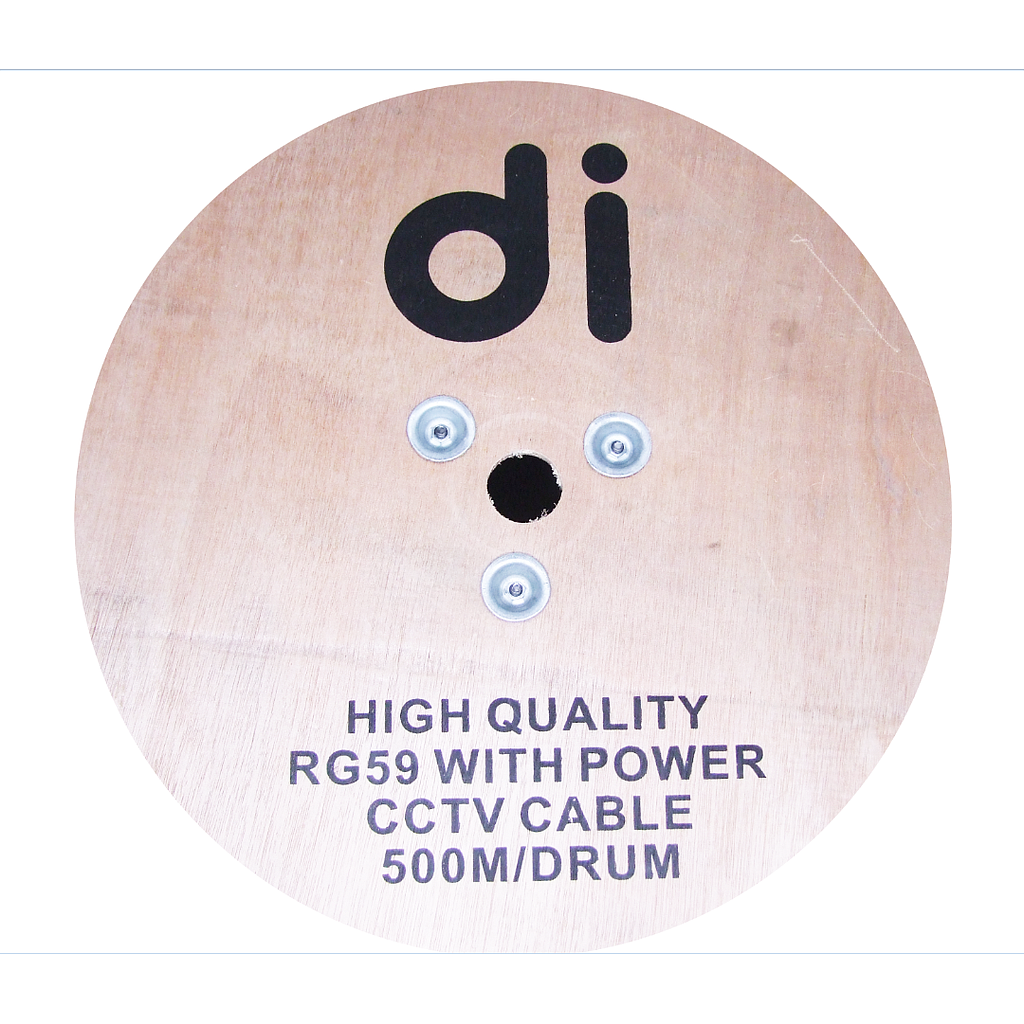 Bobine 500m Cable Coaxial avec Alimentation pour Camera - Blanc