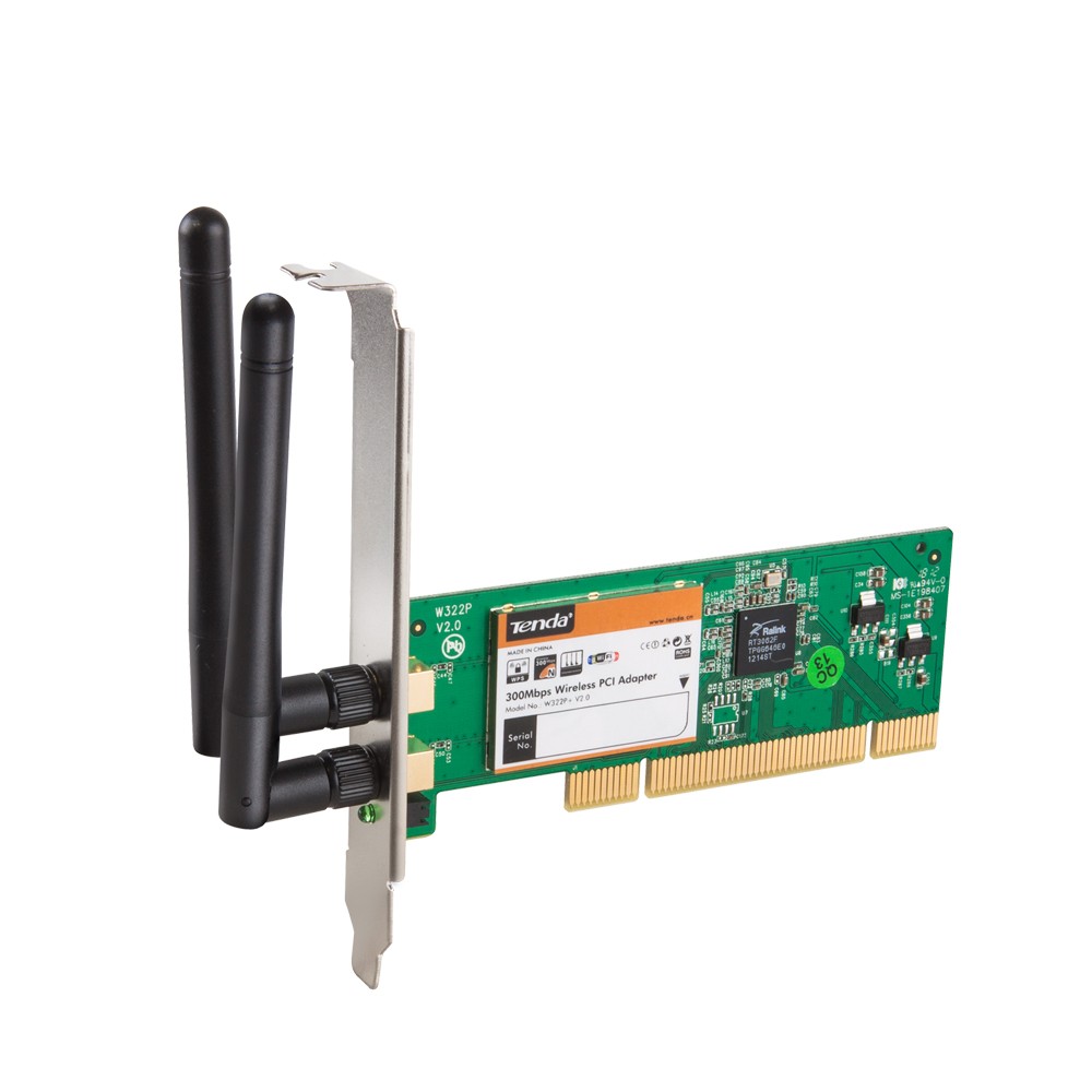 Tenda W322P+ Carte Wi-Fi PCI 300Mbps 2 Antennes Détachables - (liq)
